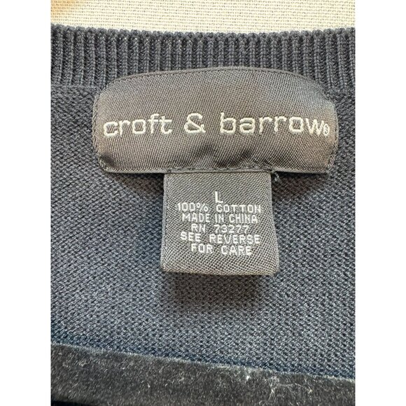 Croft & Barrow Mens Sleeveless V-Neck Sweater Vest L Black 100% Cotton - Picture 2 of 9